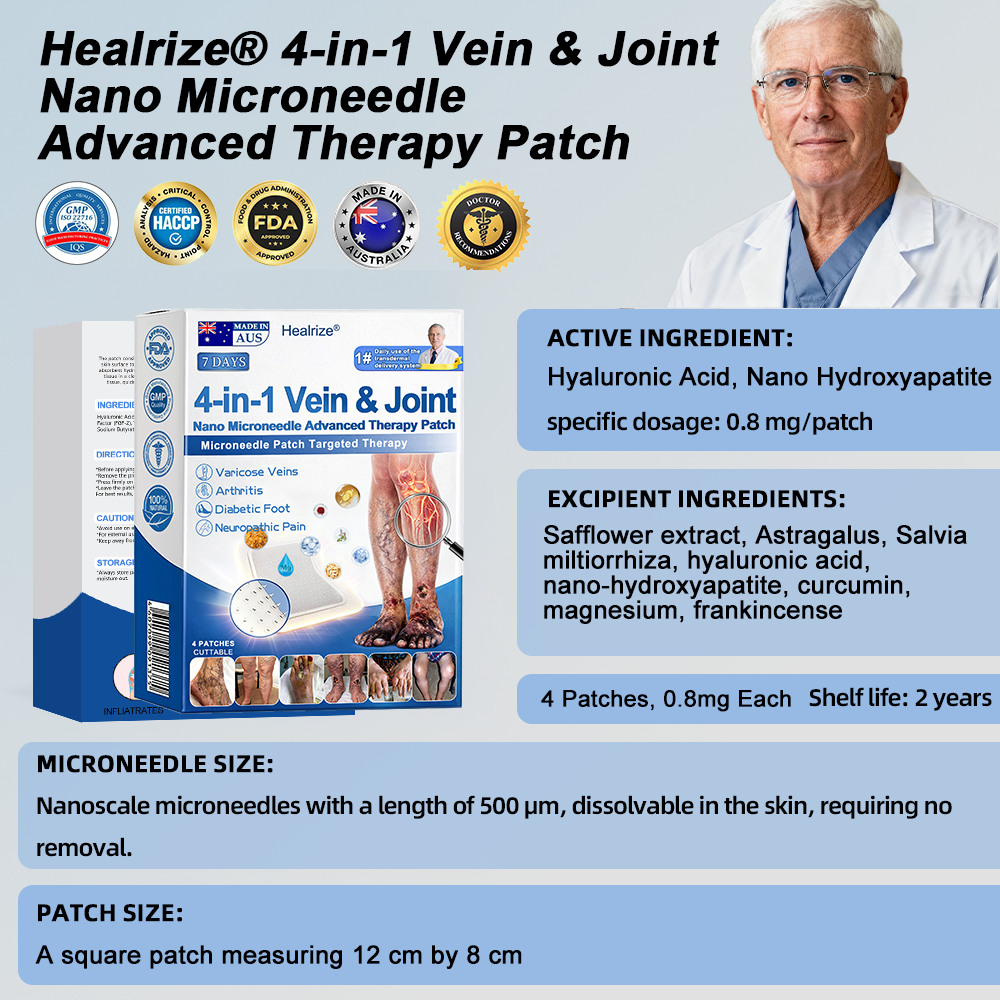 Healrize® 🍃4-in-1 Vein & Joint Nano Microneedle Advanced Therapy Patch🔥Instant Relief, Long-Term Results