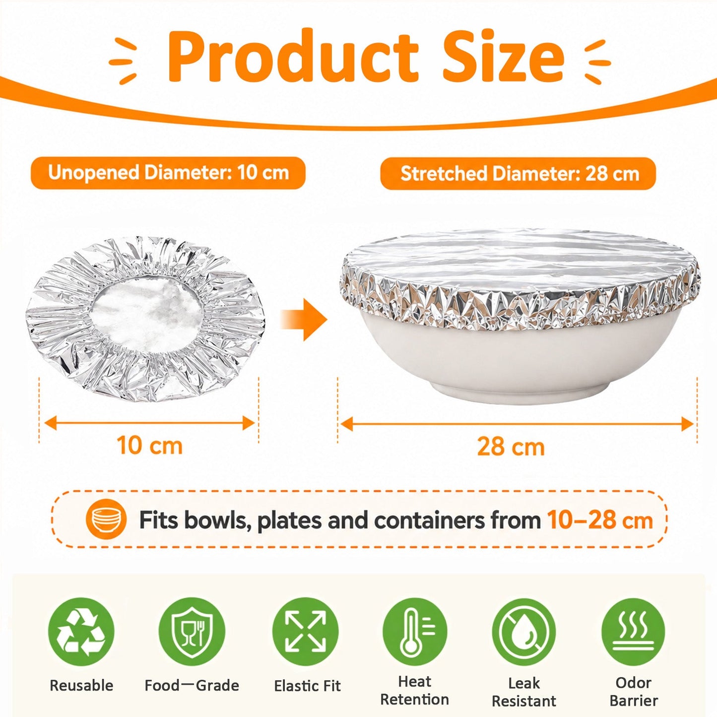 SVOZK® 🍽️Reusable elastic foil covers for bowls, plates and dishes — keep leftovers fresh, prep meals easily, and store food neatly in the fridge. ✨🥗❄️