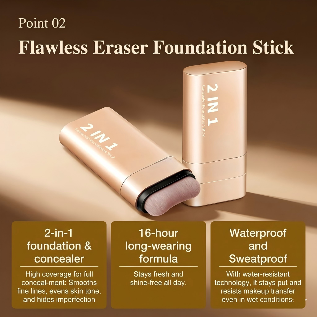 Turonu® 2-in-1 Foundation & Concealer Stick Full Coverage